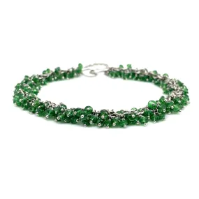 Tsavorite Garnet Faceted Bead Bracelet in 18k white gold