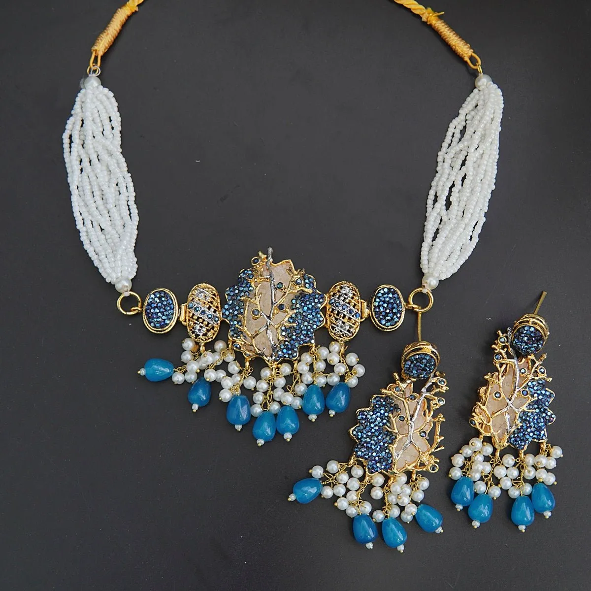 Turkish & Crush Stone Designer Choker Set