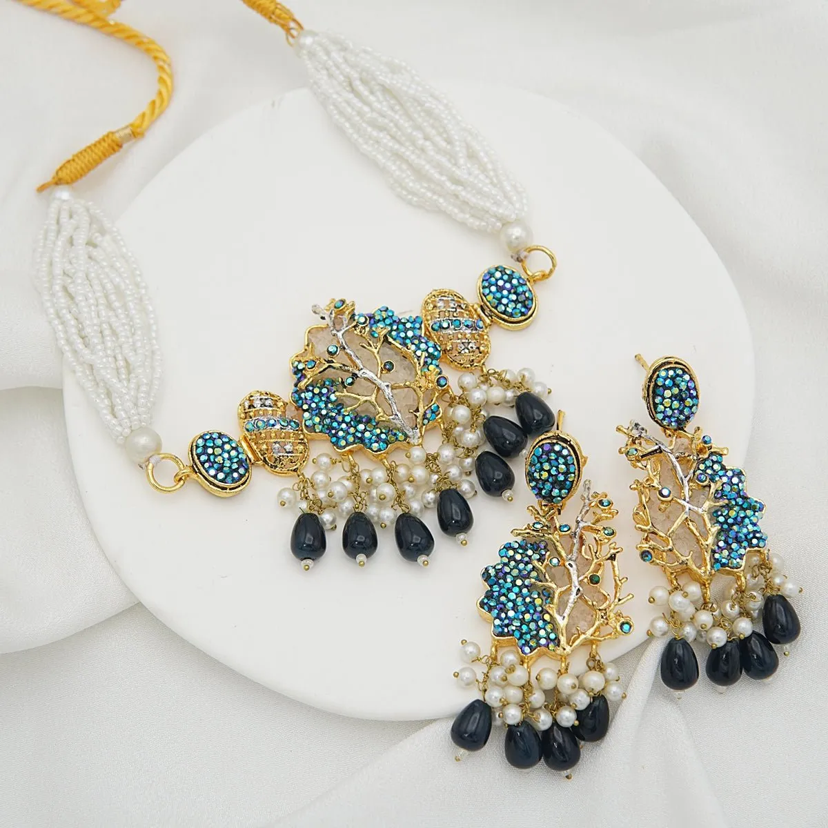 Turkish & Crush Stone Designer Choker Set