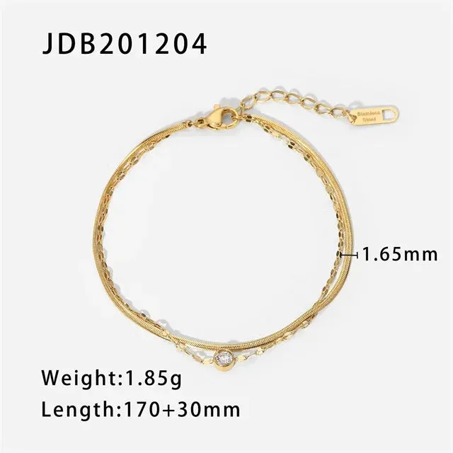VAIGE Stainless Steel Golden Double Layer Snake Bone Chain Bracelet - Chic Fashion Jewelry Gift
