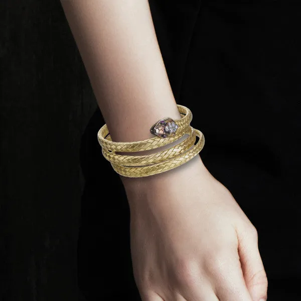 Victorian Diamond & Gold Snake Bangle