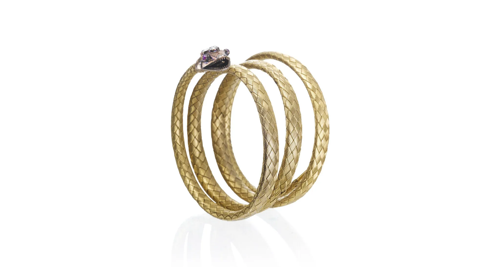 Victorian Diamond & Gold Snake Bangle