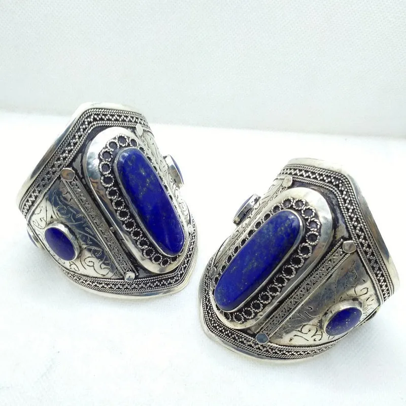 Vintage Lapis Lazuli Stone Cuff Bracelet