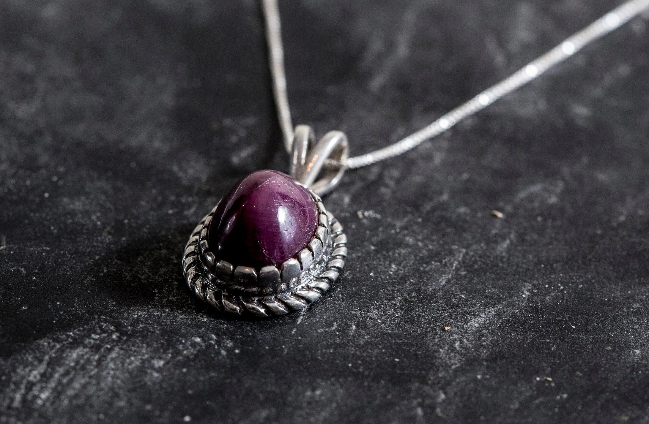 Vintage Ruby Pendant - Real Ruby Necklace - Red Oval Necklace