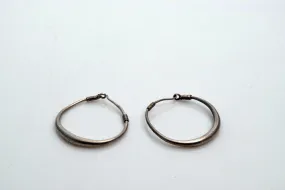 Vintage Small Hmong Silver Hill Tribe Hoop Earrings