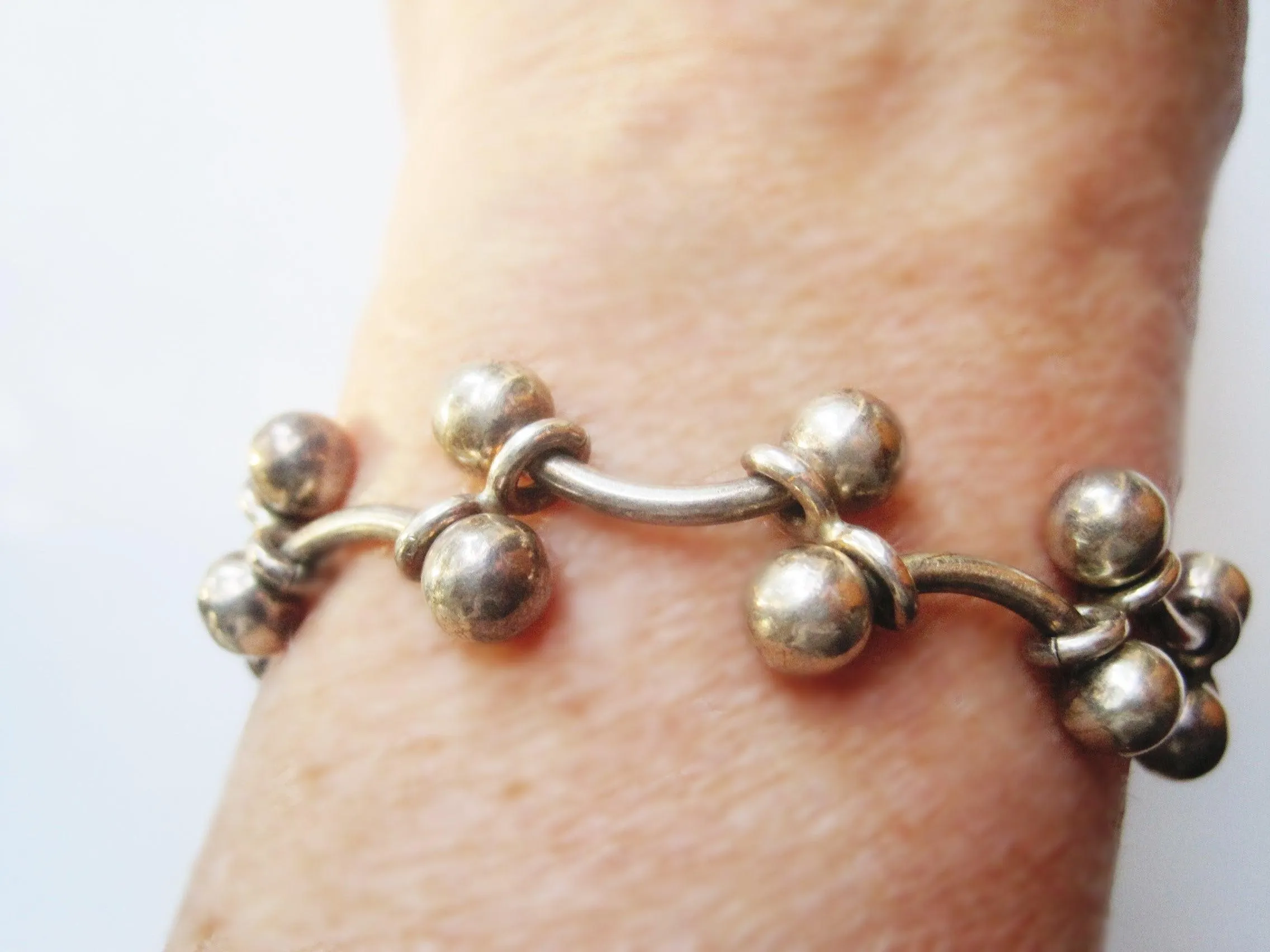 Vintage Sterling Silver Ball and Link Chain Bracelet