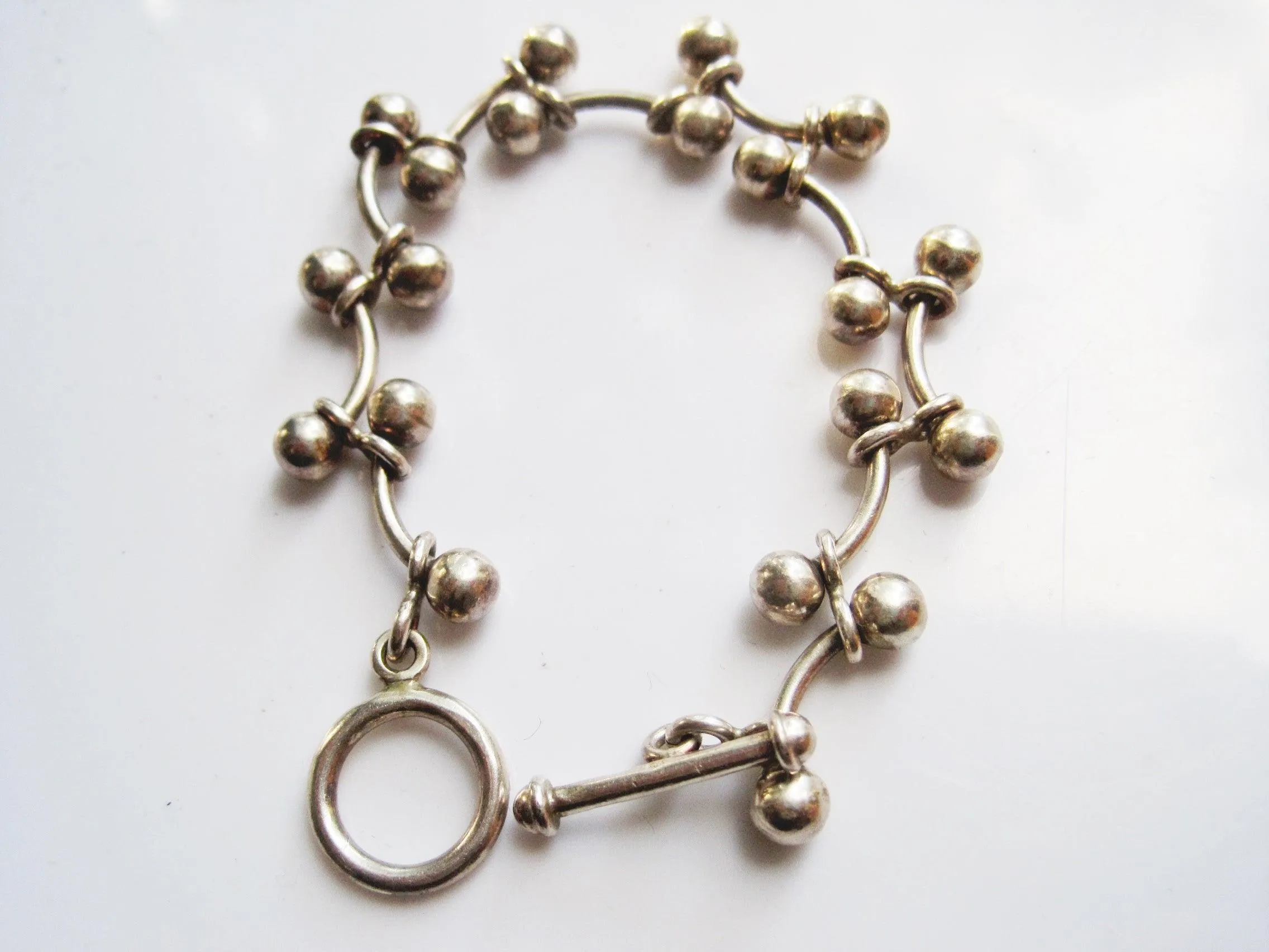 Vintage Sterling Silver Ball and Link Chain Bracelet