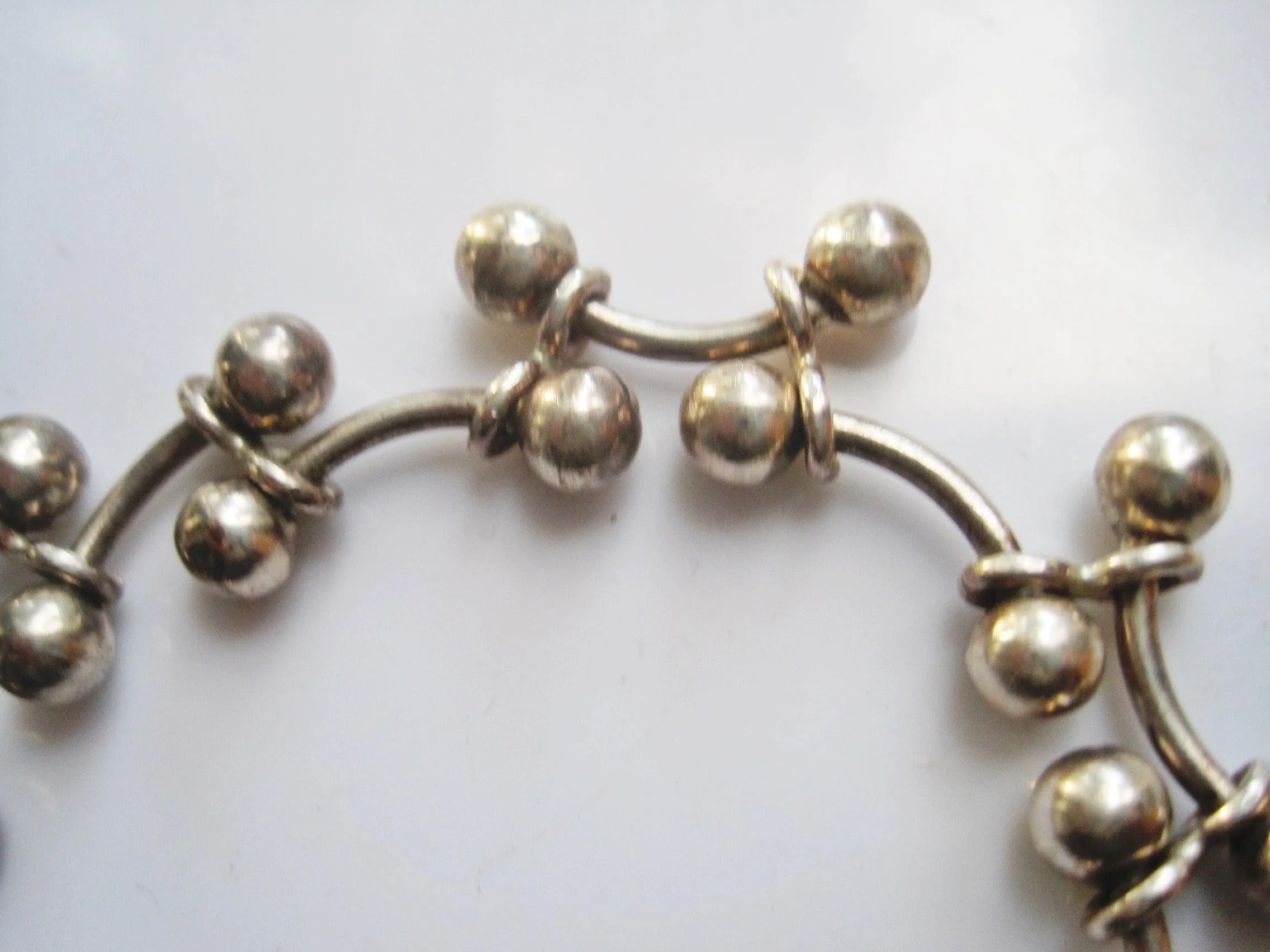 Vintage Sterling Silver Ball and Link Chain Bracelet