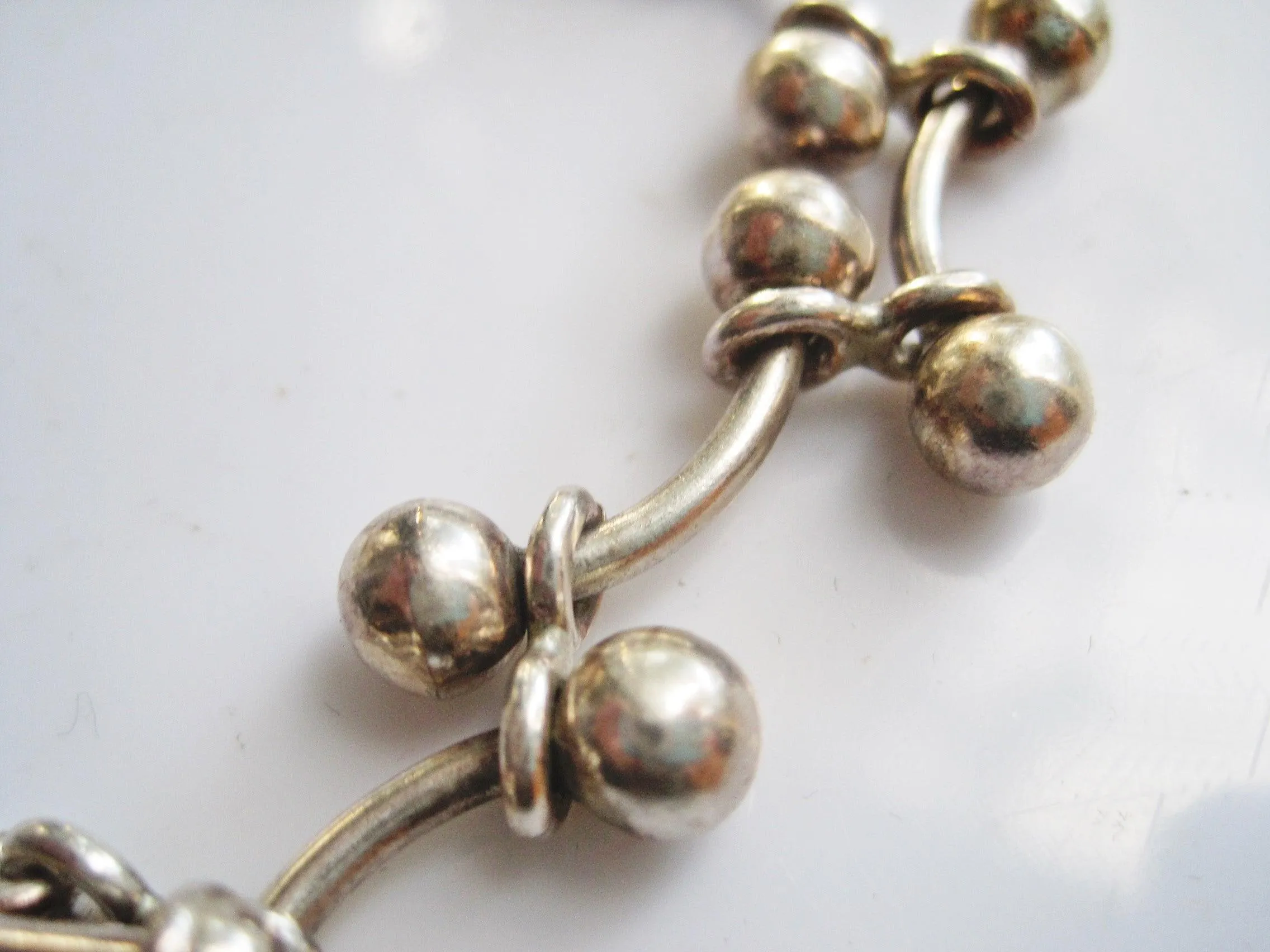 Vintage Sterling Silver Ball and Link Chain Bracelet