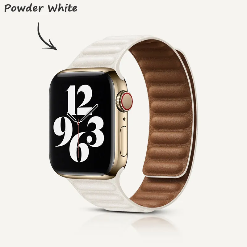 White | Leather Link Magnetic Strap
