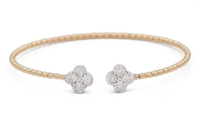 Yellow and White Gold Fancy Bangle Bracelet With Diamonds
