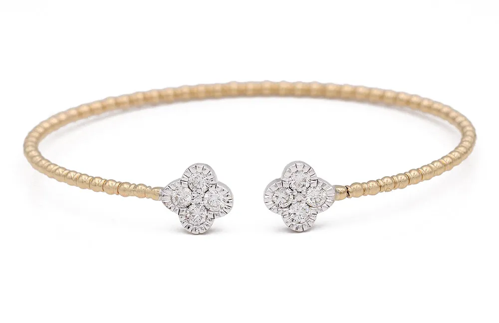 Yellow and White Gold Fancy Bangle Bracelet With Diamonds
