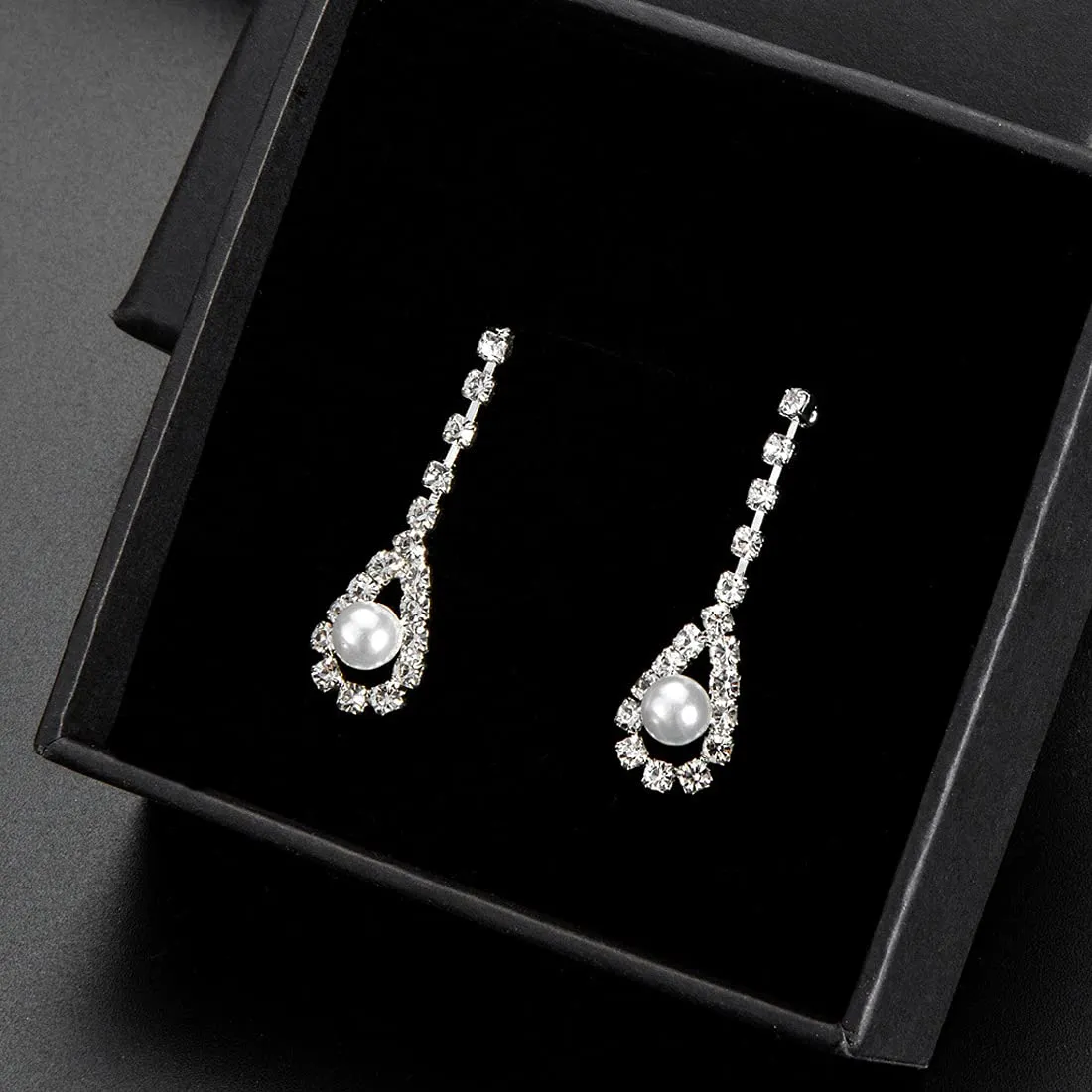 Yellow Chimes Elegant Latest Fashion A5 Grade Zircon Crystal Pearl Silver Choker Necklace Set for Women and Girls, White, Medium (Model: YCFJNS-361PRLCL-SL)
