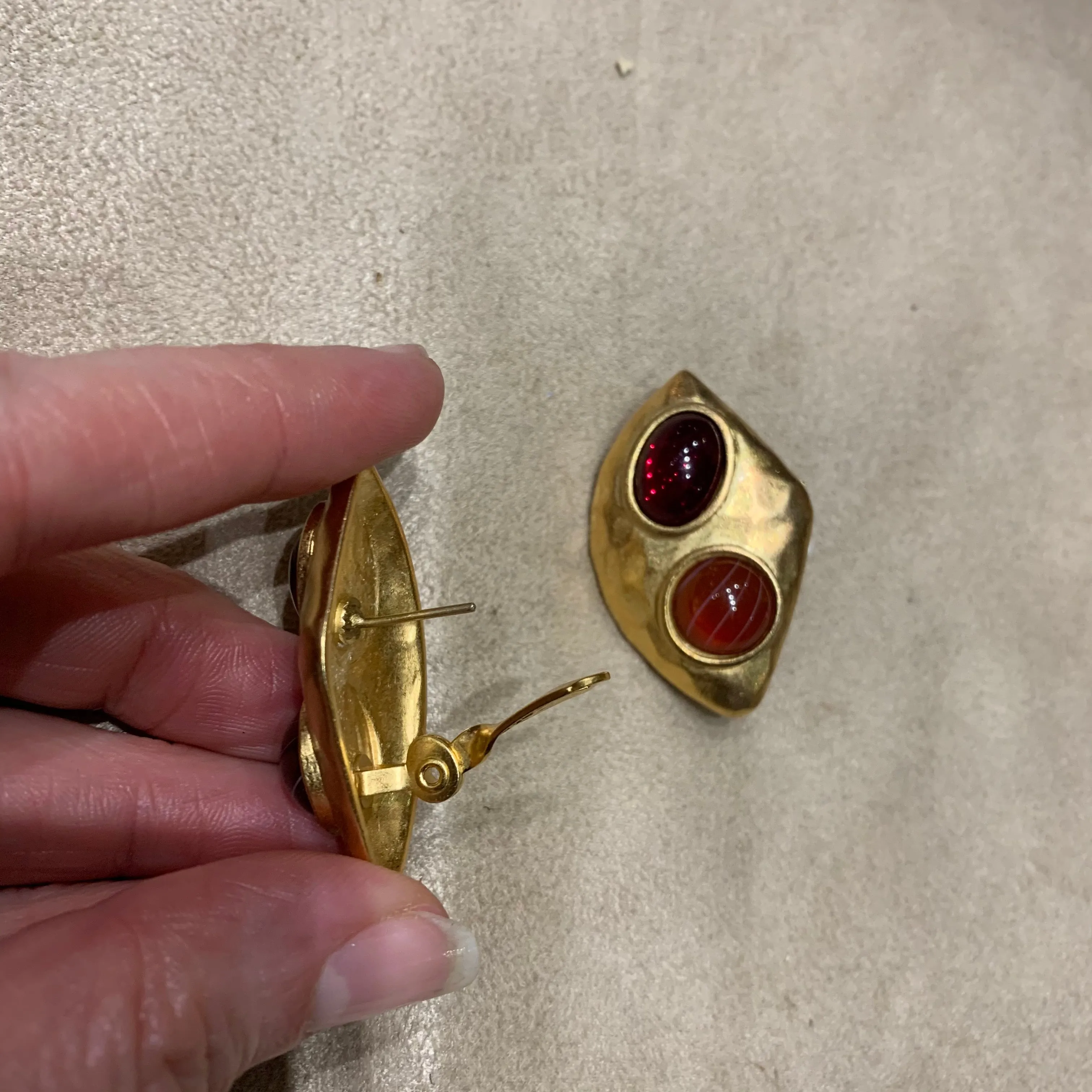 Yves Saint Laurent  Earrings Red  Gold Pierced earrings