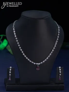 Zircon necklace with ruby & cz stones and hangings