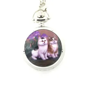 Zojie Pendant Watch - Two Cute Kitties